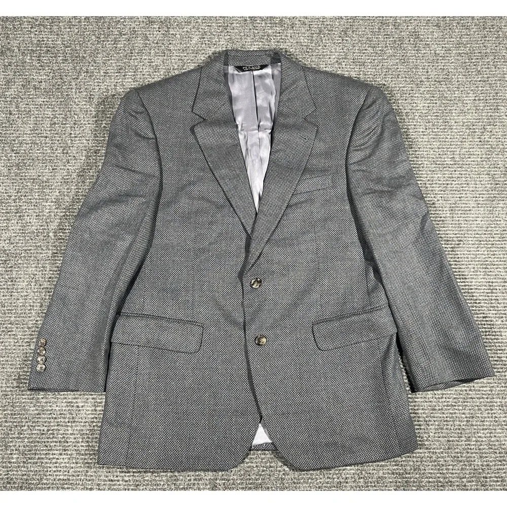 Jos. A. Bank Gray Tweed Silk Wool Blazer 42S Regular Fit 2-Button Notch
